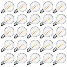 25 Pack G40 LED Light Bulbs Replacement for Outdoor String Lights E12 Base Bulb