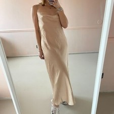Show Me Your Mumu Cowl Neck Satin Maxi Dress Champagne Large