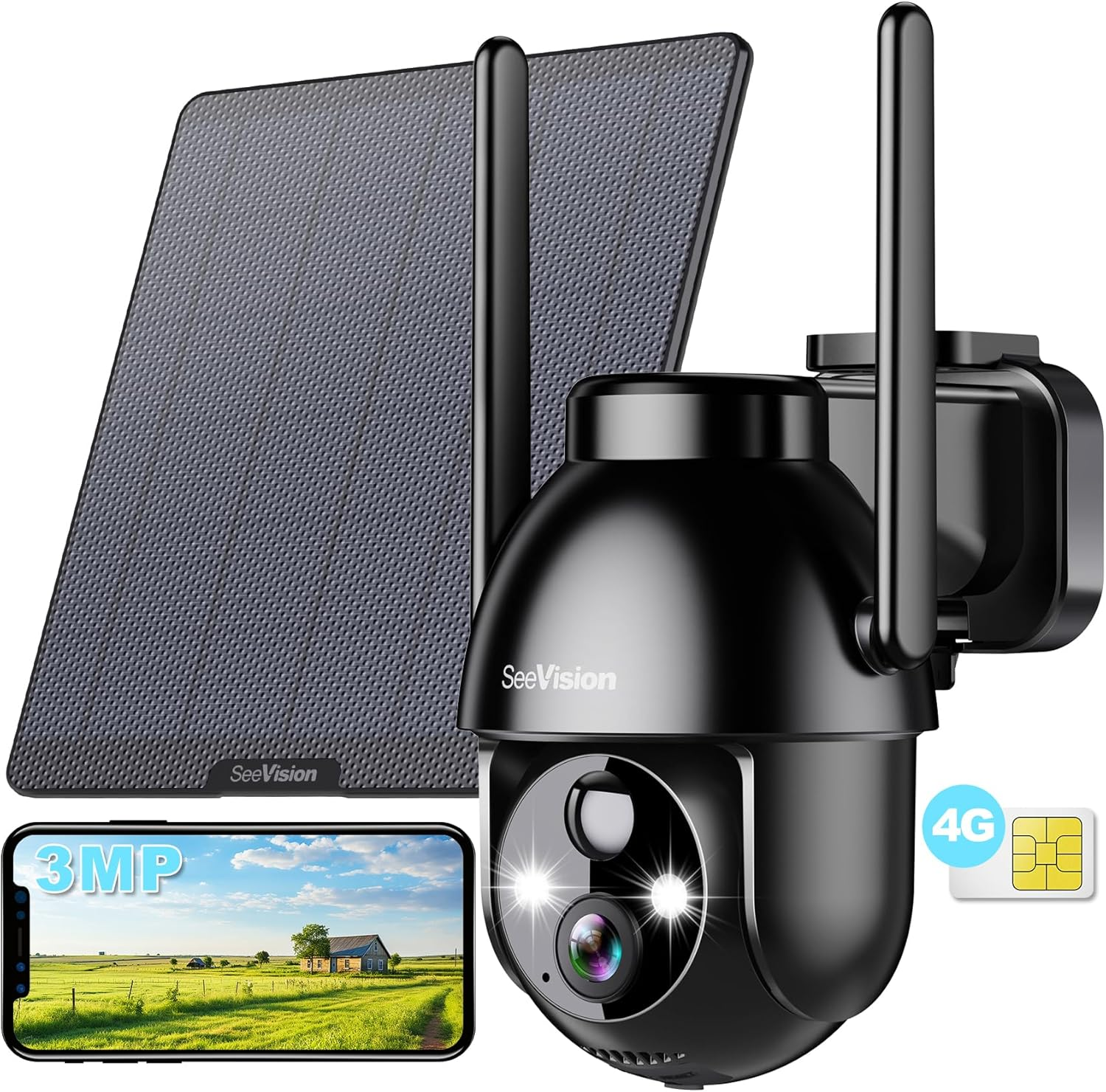 4G LTE Solar-Powered Wireless Outdoor Security Camera with 3MP Resolution
