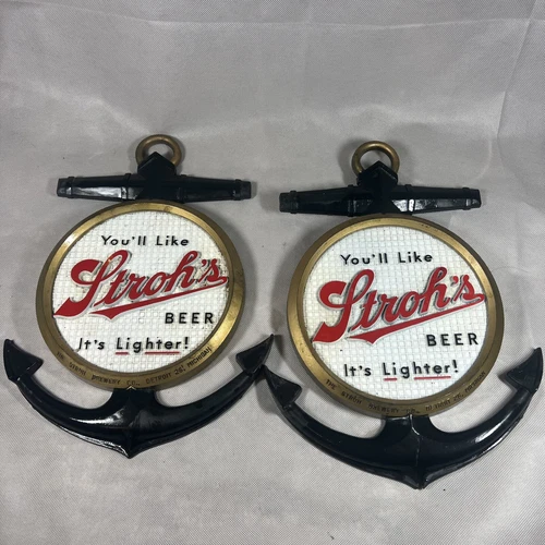 Lot Of 2 Vintage 1959 Stroh's Beer You'll Like It's Lighter 14" Sign P3