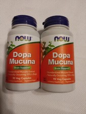 Dopa Mucuna NOW 90 Veg Capsules Brain Support L-Dopa Pack Of 2, Exp.7/25