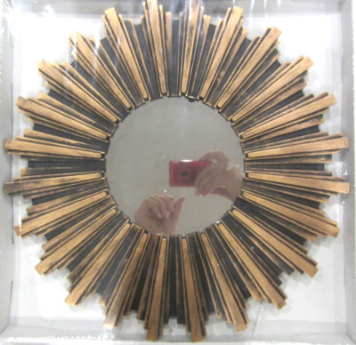 14 Inch Gold Sunburst Wall Mirror Decor for Living Room Entryway Hallway Sun Lar