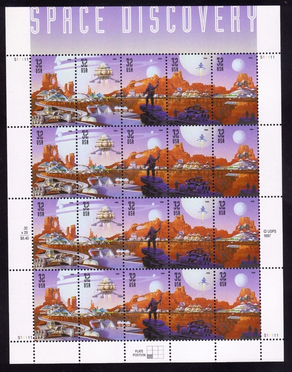 SEVEN VF MNH Sheets-20 of 1998 Space Discovery Mars .32 Stamps