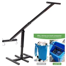 Steel Manual Trash Compactor for 30-170 Gallon Wheelie Bins Adjustable Handle
