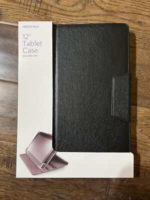 Insignia Durable Leather Folio Case For Most Tablet 12'' Inch - Black