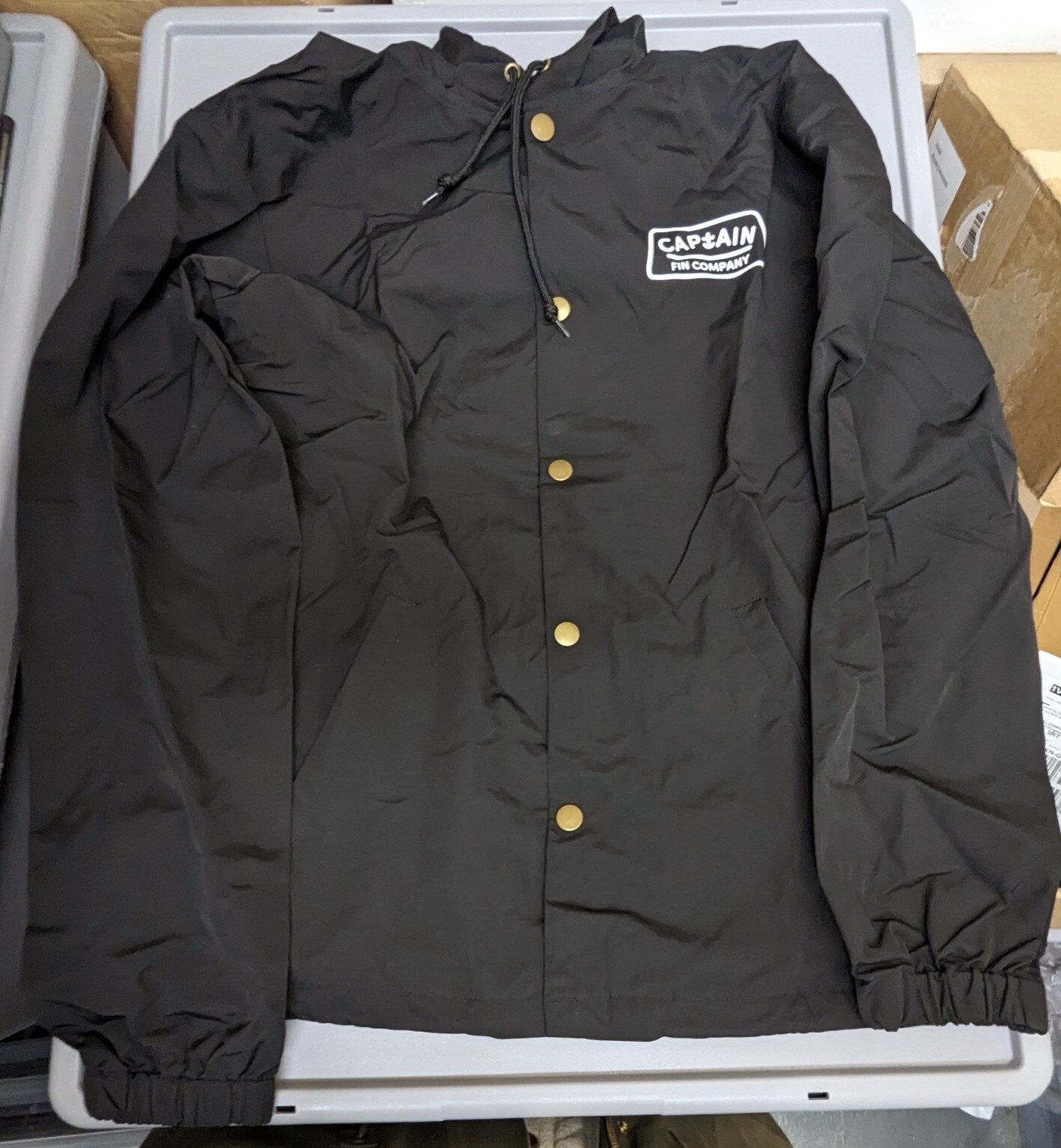 ALTRA Captain Fin Co. nuovo con etichette The Dish Coaches Giacca Nera Piccolo Cappotto Surf