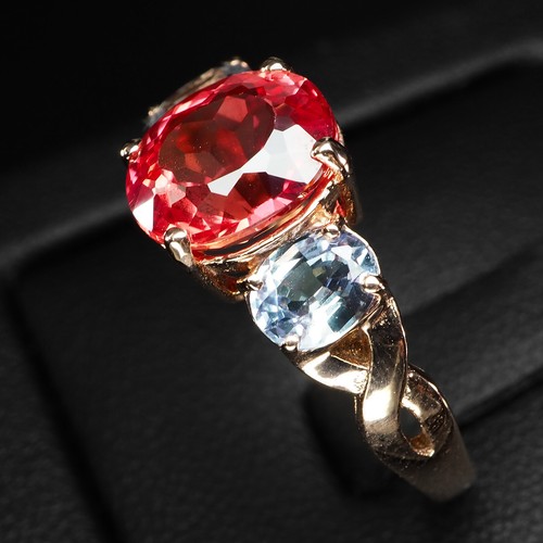 Red Padparadscha Sapphire 4.10Ct 925 Sterling Silver Handmade Rings Size 7.25 - Picture 4 of 9