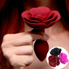 Smooth Silicone Anal Butt Plug Expander Sex Toy Red Bondage Open Mouth Gag BDSM