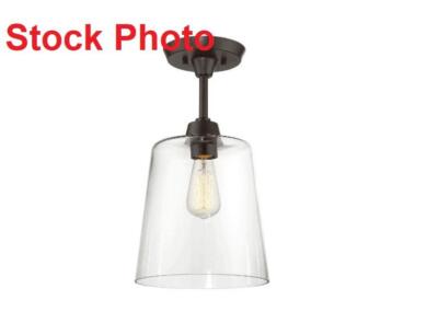 Meridian One Light Semi-Flush Mount Ceiling Light, 17'' x 10'' - Oil Rubbed Bronze
