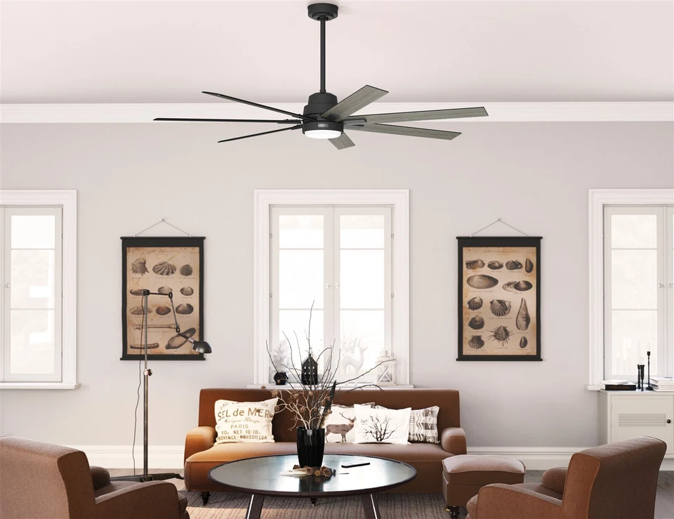 Hunter Fan 70 in Casual Matte Black Indoor Ceiling Fan with Light Kit and Remote - Image 3 of 4