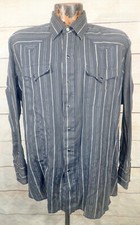 Vintage Panhandle Slim Black White Striped Western Shirt Size XL Made In USA