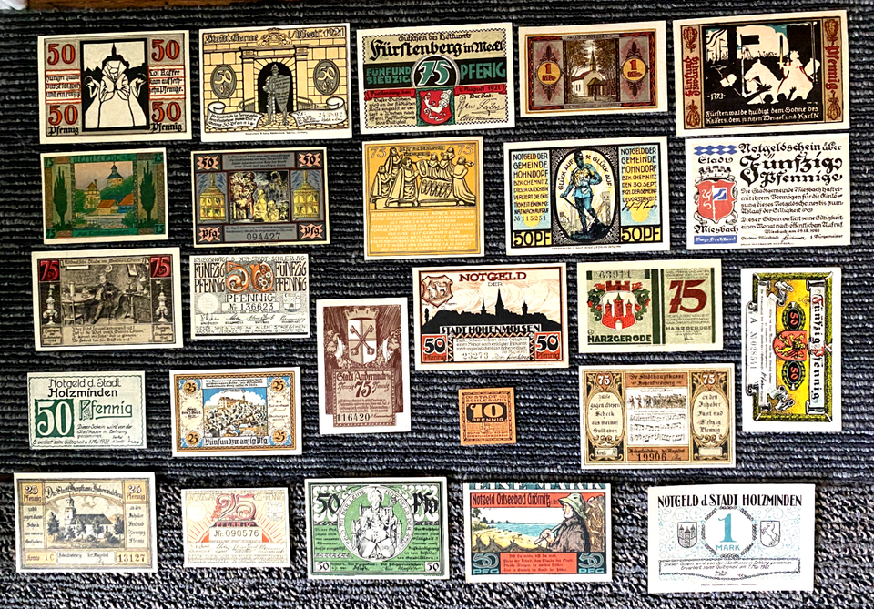 German Authentic Historical Set Of 25 Different Notgeld - Rare