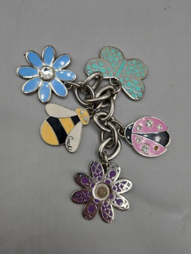 Coach PAVE XL Flower Bee Ladybug Butterfly Mix Charm Keychain Key Ring FOB - 第 1/3 張圖片