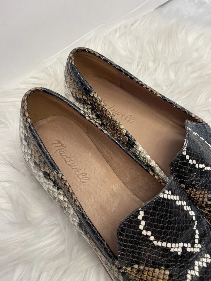 Zapato Mocasín Madewell Talla 8 The Frances Serpiente Repujado Comodidad Trabajo Preppy Foto 3 de 4