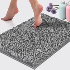 Extra-Soft Plush Bathroom Rug Chenille Microfiber Material-17x24, Light Grey