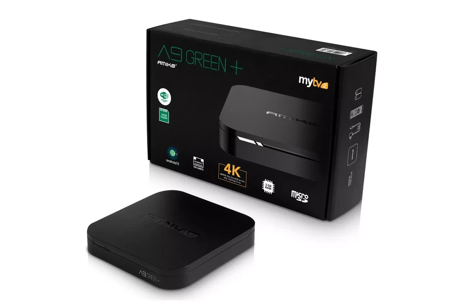 Amiko A9 Green + Plus 4K UHD ANDROID MTYV2 QUAD CORE WIFI HDR10 A9 NEW FOR 2024 - Image 3 of 4