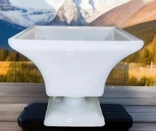 VTG. EO BRODY Milk Glass Compote Pedestal Bowl Square #2256 Cleveland Bowl Decor
