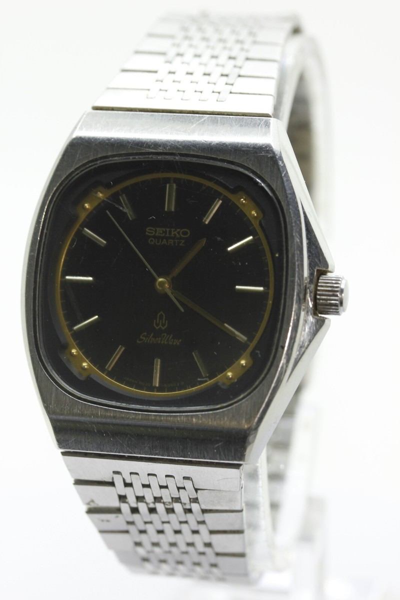 SEIKO Silver Wave 6030-5280 Black Dial Square vintage Men's watch
