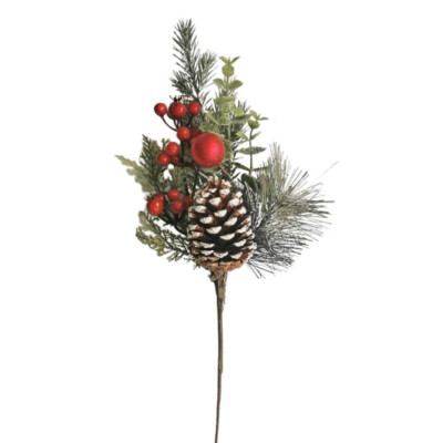 Set of 2 Artificial Red Berry, Eucalyptus & Juniper Pine 17'' Sprays
