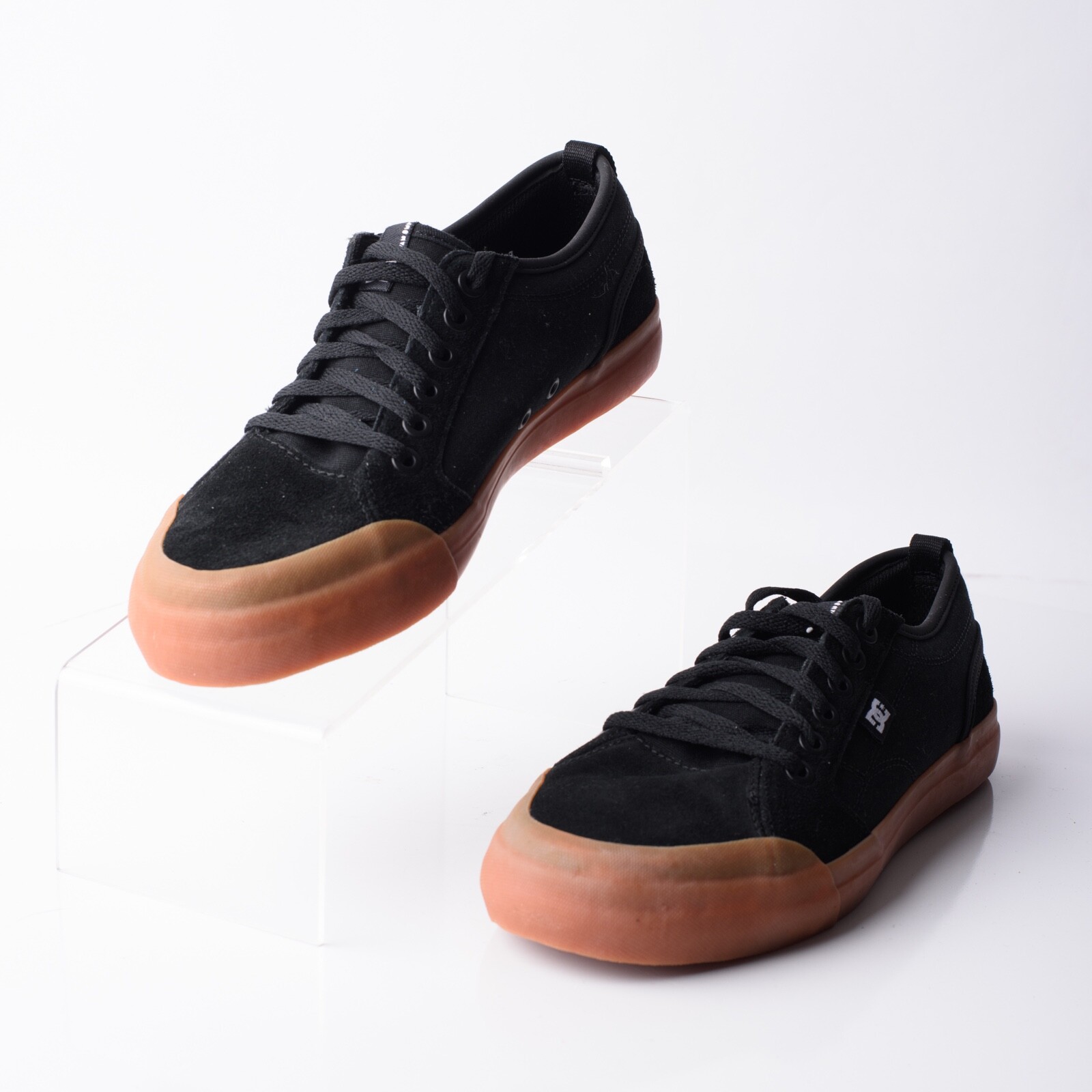 DC Youths Evan Boys Black Leather Skateboard Shoes Sneakers Sz 7 Eu 39 Low tops