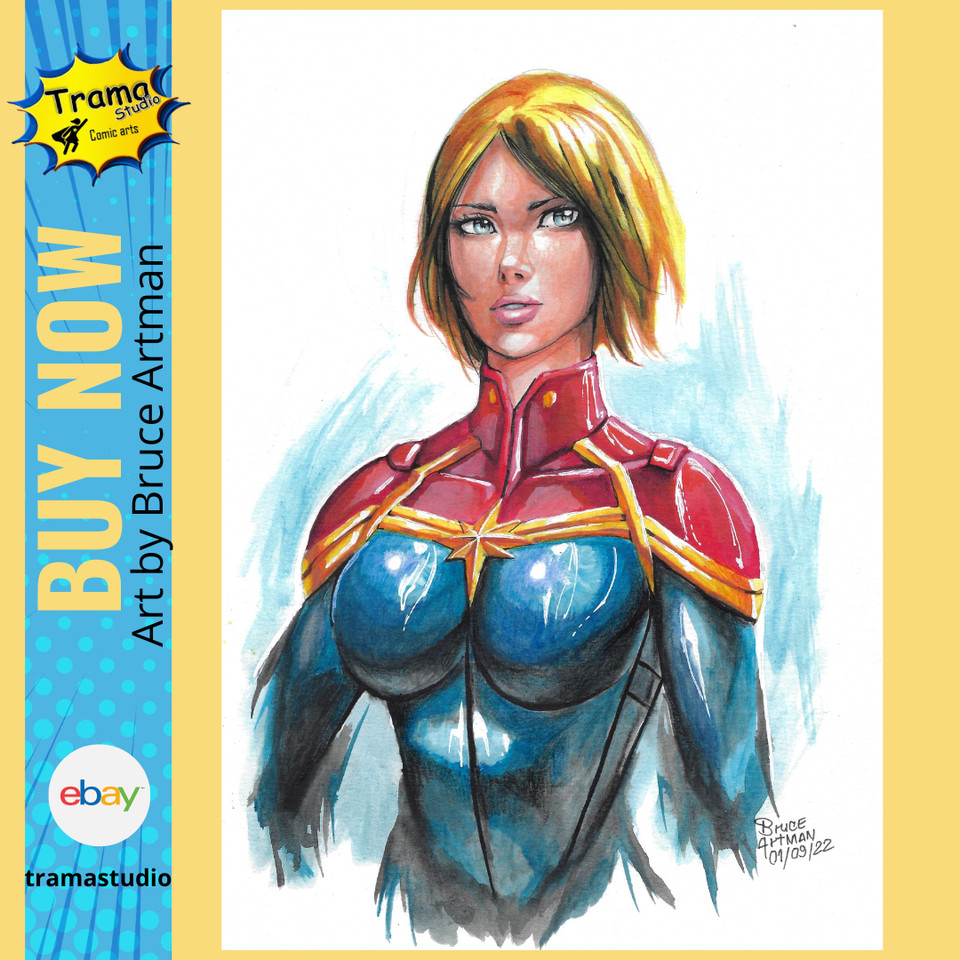 ?? Captain Marvel (09 x12 ) original comic art by Bruce Artman - TramaStudio ?? Comic Art