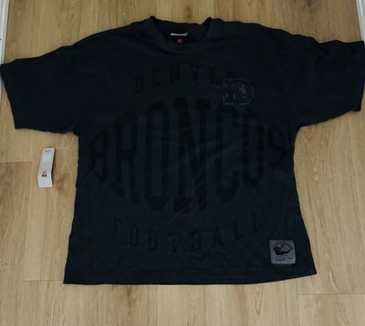 Denver Broncos Mitchell & Ness Throwback T Shirt Black Gray Logo Size XL NWT