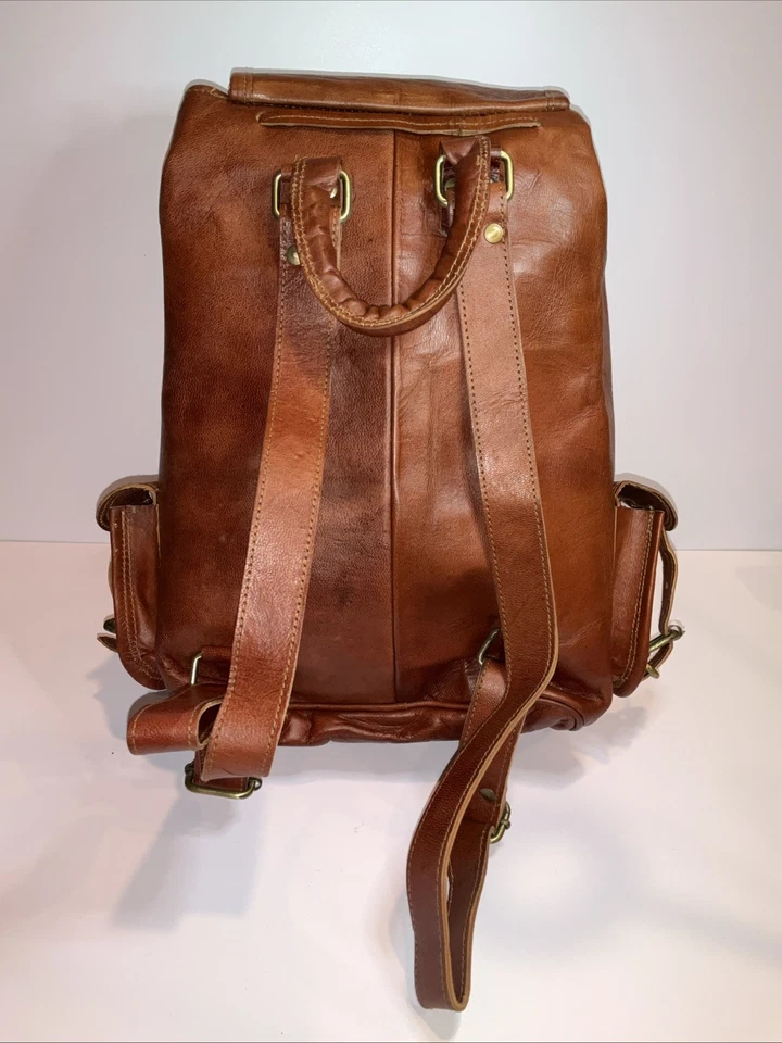 Maravillosa mochila de cuero genuino mochila bolsa de viaje para hombre y mujer nueva Foto 3 de 4