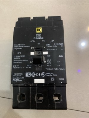 EJB34045 Square D 45 Amp Circuit Breaker  