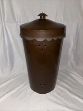 Vintage 1960s Wolff NY Plastic Laundry Clothes Hamper Lid Brown