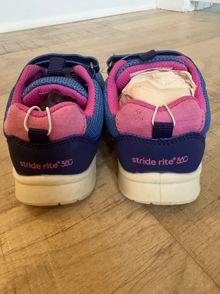 Tênis Stride Rite Azaria azul/rosa/branco criança 9 novo com etiquetas - Imagem 4 de 4