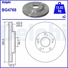 2x DELPHI Bremsscheibe BG4768 für ACCORD HONDA CL 7 CN Tourer CM CL7 CM1 CTDi