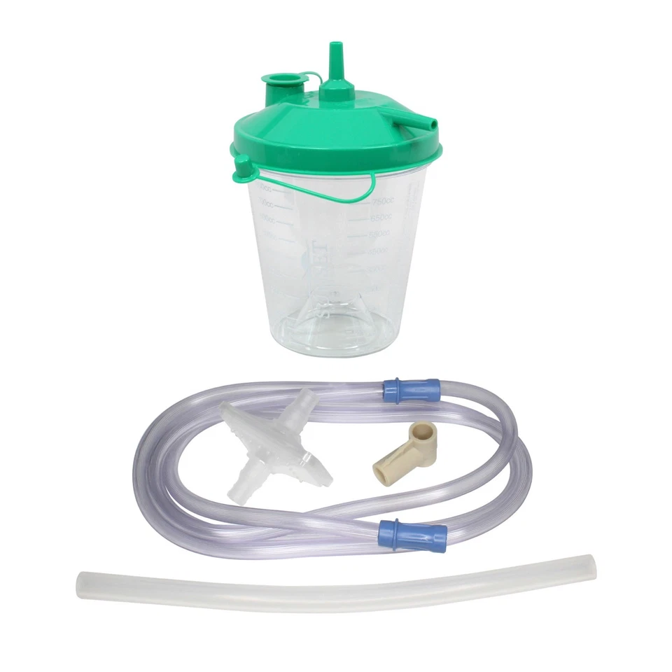 SUNSET HEALTHCARE SOLUTIONS Full Suction Canister Kit 800 mL Canister, Tubing, Filter, Elbow, RES026S-EL10NT