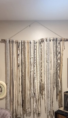 Handmade Neutral Macrame Wall Hanging Textile Tapestry on Dowel Rod