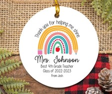 Personalized Teacher Christmas Ornament - Rainbow Teacher Keepsake Christmas ...