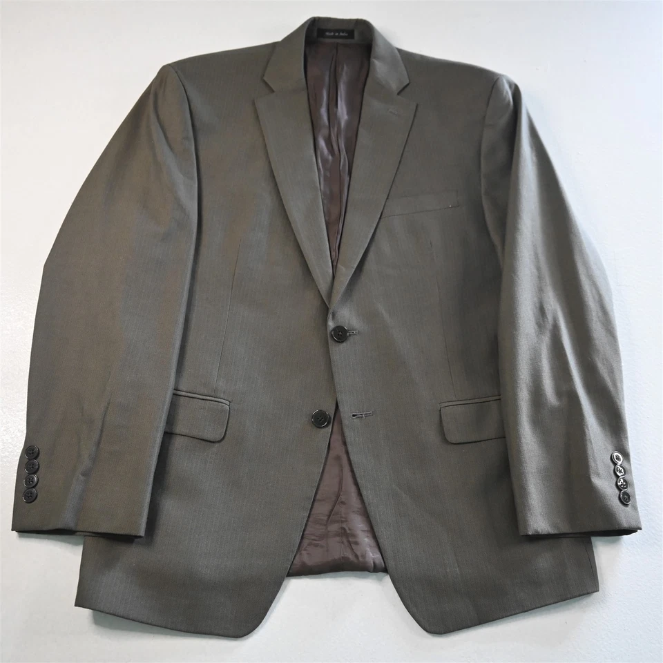 Calvin Klein 40с 34 x 30 коричневый оливковый Herringbone Мужская куртка брюки костюм - Изображение 2 из 4