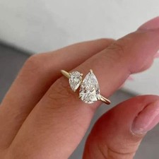 2.50 Ct Pear Shape Diamond Two-Stone Engagement Ring 14k Yellow Gold Finish