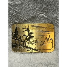 Vintage Brass Deer Belt Buckle The Great American Buckle Co Chicago USA 3"