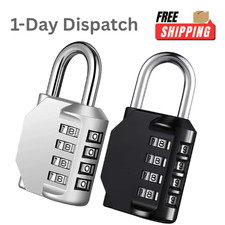 Combo Lock for Lockers 4 Digit Combination Padlock 2 Pack Black Silver