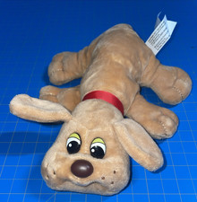Mini Pound Puppy 8  Tan Green Eyes Tan Plush Dog Red Collar