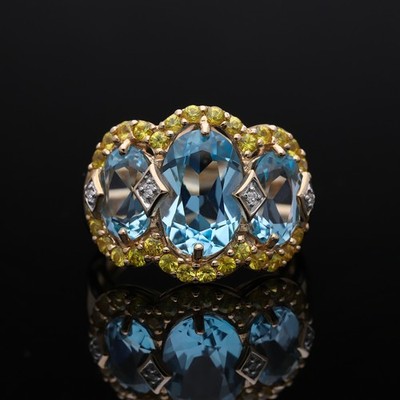 Gold Ring Brillanten Topas Saphir 8,44 ct 585 Roségold 14K Deta Schmuck