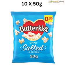 Butterkist Simply Salted Popcorn 10 X 50g/Salted/ Gluten Free Snack/Movie snack