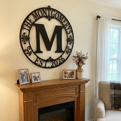 Custom Family Name Metal Wall Art | Personalized Monogram Sign 18''