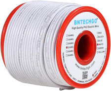 BNTECHGO 22 Gauge PVC 1007 Solid Electric Wire White 100 Ft 22 AWG 1007 Hook up