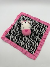 Garanimals Black White Zebra Pink Satin Security Blanket Lovey 12" Heart Nose