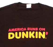 DUNKIN' DONUTS Employee Uniform T-Shirt, America Runs on Dunkin, Size Large