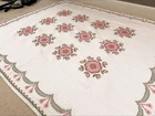Embroidered Floral Cross stitched - Hand Made QUILT -COUNTY FAIR AWARD WINNER?