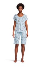 Karen Neuburger Novelty Print Short Sleeve Bermuda Pajama Set Size L Top M Short