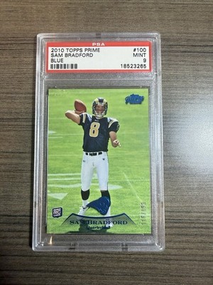 2010 Topps Prime Blue/199 Sam Bradford #100 Rookie RC PSA 9