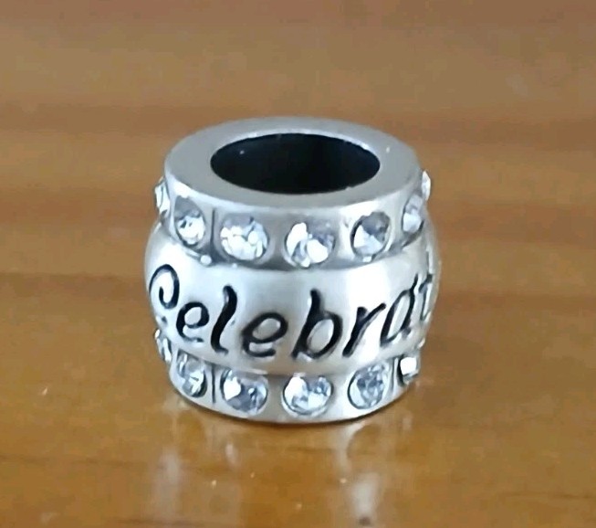 Brighton Celebrate Silver-Tone Charm Bead with Clear Crystals