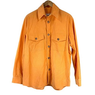 Nanushka NWT Cale Cotton Button Up Orange Micro Corduroy High Neck Shirt Men's S